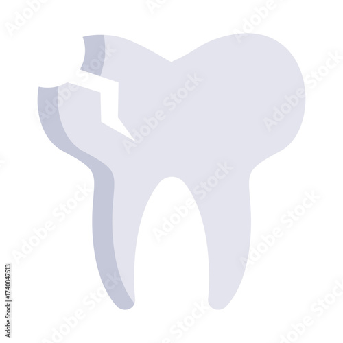 broken tooth flat icon design