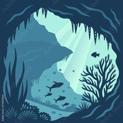 vector illustration of a tropical island