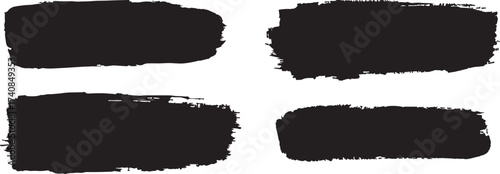 Modern black four textured brushstroke and rough edges, bold hand painted on white background