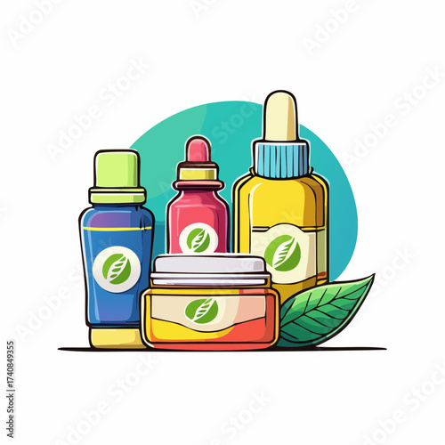 Natural skincare products with transparent background