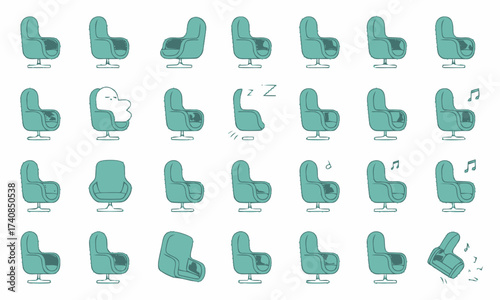 Swivel Chair Emotions: A Cartoon Grid of Moods and States of Mind