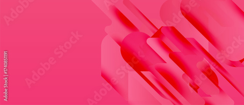 Abstract pink design. Smooth curves, flowing shapes create dynamic composition. Gradient shades add depth, visual interest. Modern aesthetic.
