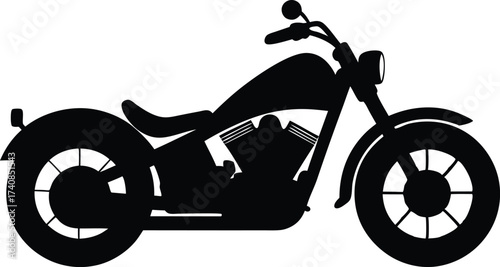 Harley Davidson bike icon, Harley Davidson Motorcycle Silhouette Vector  Illustration on White Background