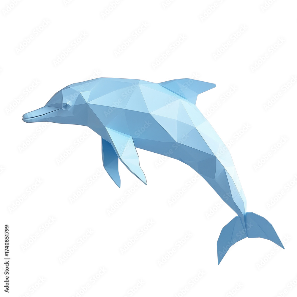 Fototapeta premium Low Poly 3D Rendering of an Aquatic Mammal Isolated on White Background