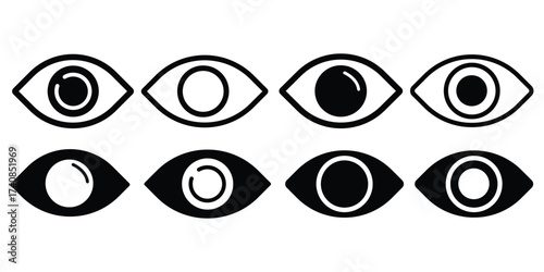 eye icon set. vision icon, see view icons - eyesight symbol - invisible eye hide icon, incognito icon no eye view hidden icon set. vision icon, unsee icons
