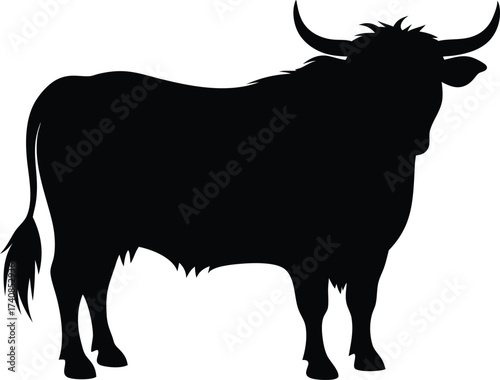 Highland cow line art silhouette vector, Highland cow silhouette design vector art illustration
