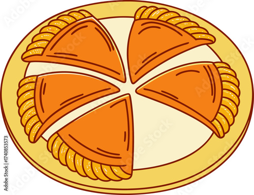 Hand drawn illustration of empanadas on a plate illustration