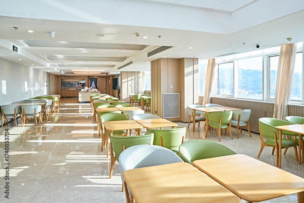 Fototapeta premium Clean and bright hotel buffet restaurant