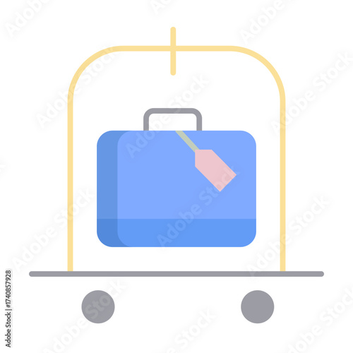 Luggage trolle flat icon design