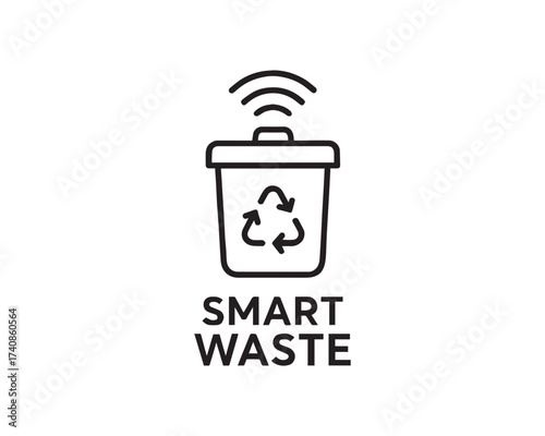 Smart Waste bin icon vector design illustration.