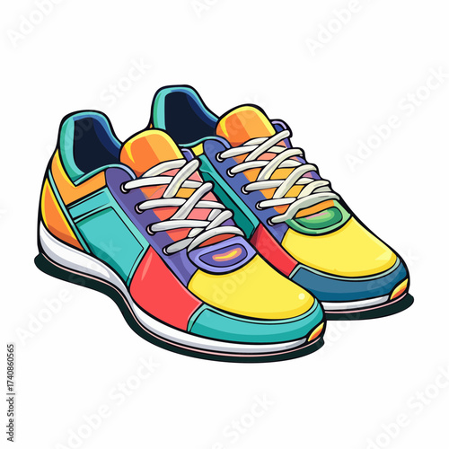Colorful sneakers with transparent background