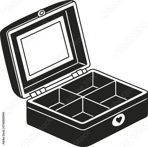 wooden box with jewelry