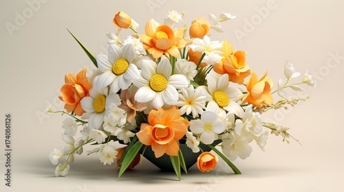 A photo of a cheerful bouquet of daffodils