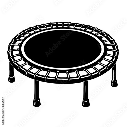 Dynamic Mini Trampoline Rebounder Fitness Equipment Vector Icon for Home Gym Workouts, Exercise Routines, and Health Improvement. Perfect for Cardio, Lymphatic Drainage, and Core Strength Training. Is