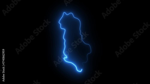 glowing neon Albania map. Albania map icon Animated with a glowing neon effect.