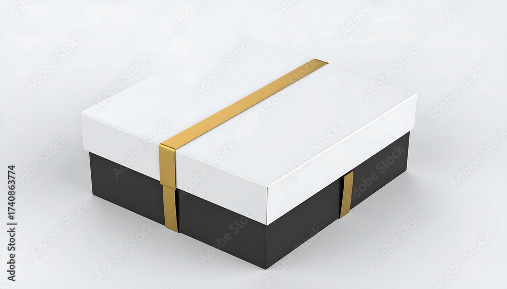 Naklejka premium Square gift box with gold ribbon