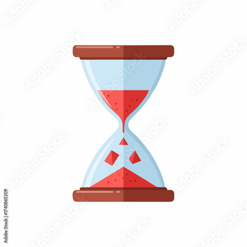 Vector Illustration of a Classic Hourglass with Red Sand Flowing