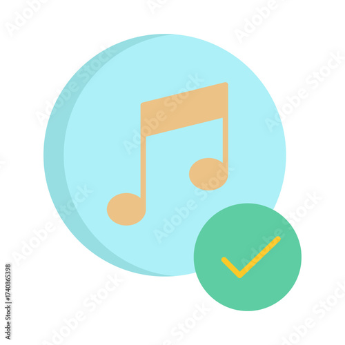 music playlist approved flat icon design