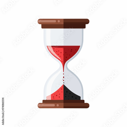 Vector Illustration of a Classic Hourglass with Red and Black Sand