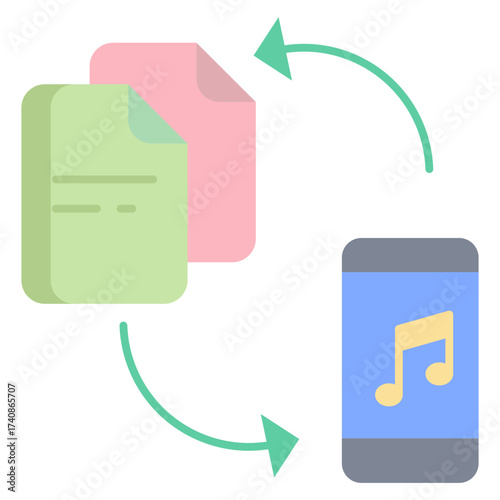 music files to phone flat icon design