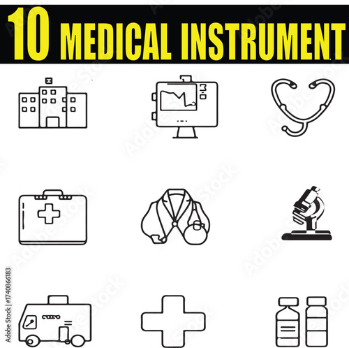 10 medical instrument 2 and Health symbols ,hospital,handwash,ambulance, and scientific equipment ,Vector illustration.perfect pixel    set of icons for your design