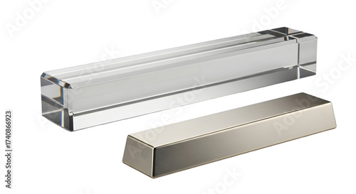 Prisma Kristal Dan Batangan Logam Modern, Latar Hitam