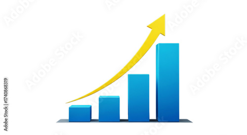 Visualizing upward financial progress with a rising yellow arrow overlaying a blue bar graph showcasing growth and development in a business context Free Download Visualizing upward financial progress with a rising yellow arrow overlaying a blue bar graph showcasing growth and development in a business context - GFXLoad