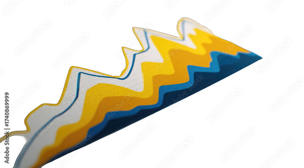 Fototapeta premium Abstract design with layered, wavy shapes of yellow, blue, and white