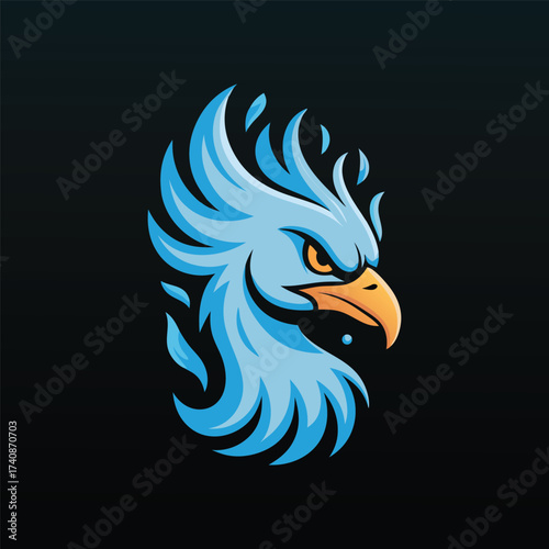 Wallpaper Mural Eagle logo design with bold blue feathers and sharp beak for sports, mascot, and strong branding Torontodigital.ca
