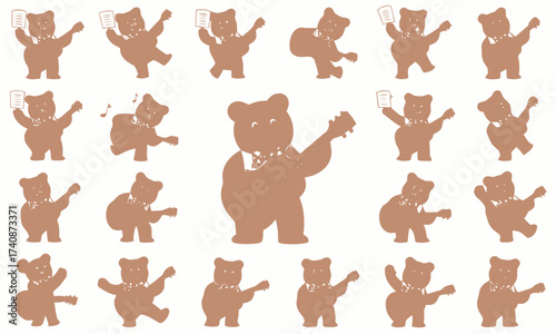 Dancing Bears: Animated Cartoon Character Poses for Animation or Kids Design