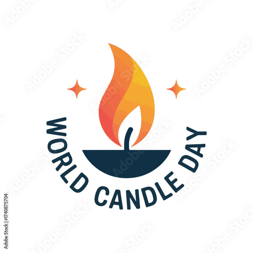 Graphic logo design with a flame and text for World Candle Day fire light