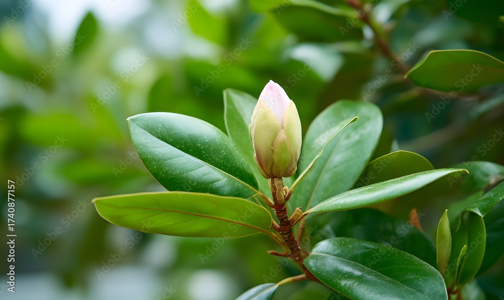 Obraz premium a close-up of a magnolia flower bud blooming