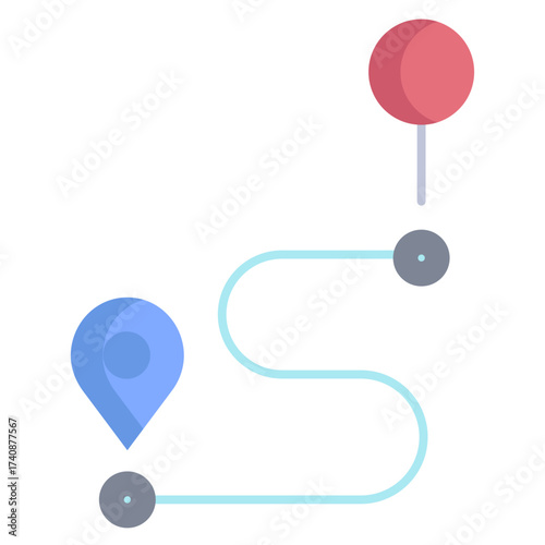 map distance flat icon design