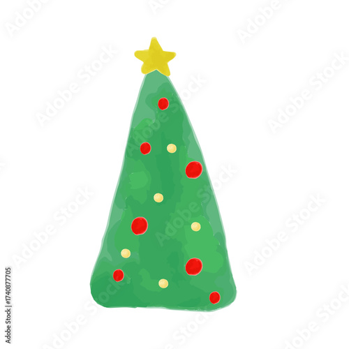 水彩のかわいいクリスマスツリー