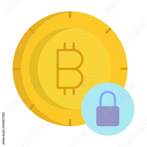 bitcoin lock flat icon design