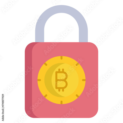bitcoin security lock flat icon design