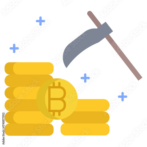 bitcoin mining flat icon design