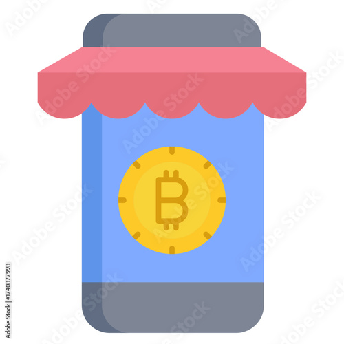 bitcoin online shop flat icon design
