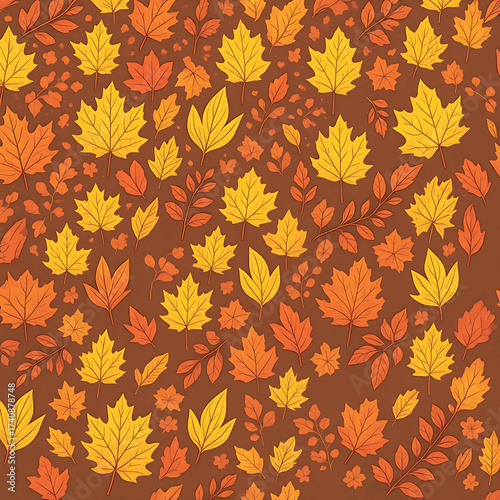 Bright autumn background with yellow and orange maple leaves