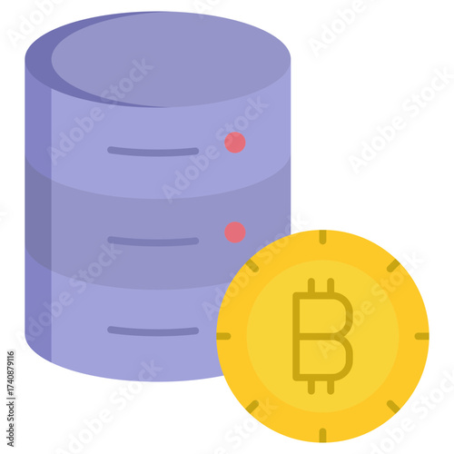 bitcoin server flat icon design