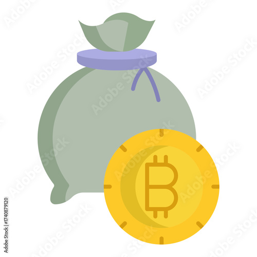 bitcoin bag flat icon design