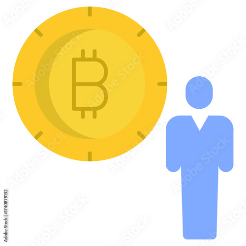 bitcoin business man flat icon design