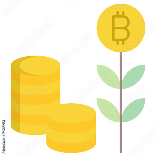 bitcoin growth flat icon design