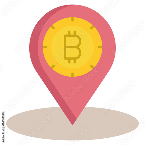 bitcoin location map flat icon design