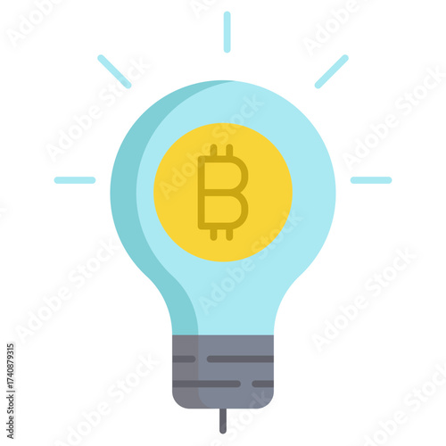 bitcoin idea bulb flat icon design