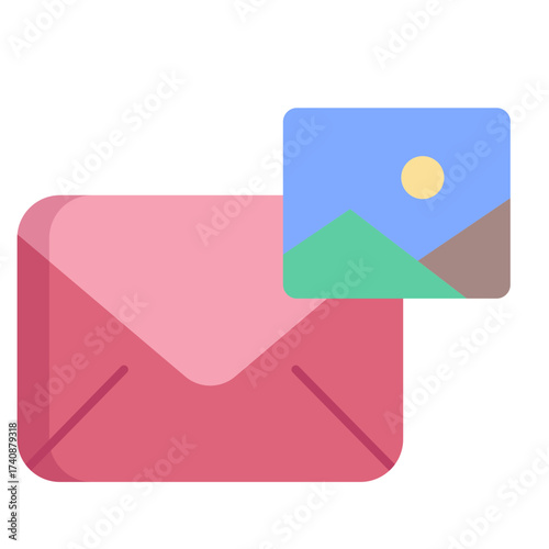 email pictures attach flat icon design