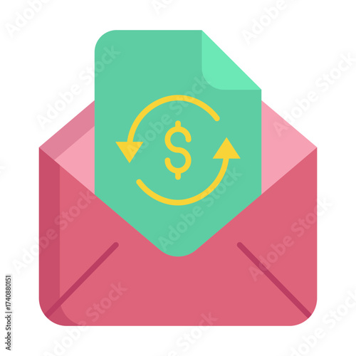 email transaction dollars flat icon design