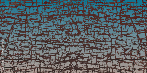Aged craquelure texture with a fine network of dark cracks over a blue and beige gradient background.