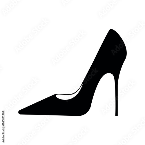 High heels silhouette vector Illustration – Elegant women’s shoe icon, fashion footwear design on Transparent Background