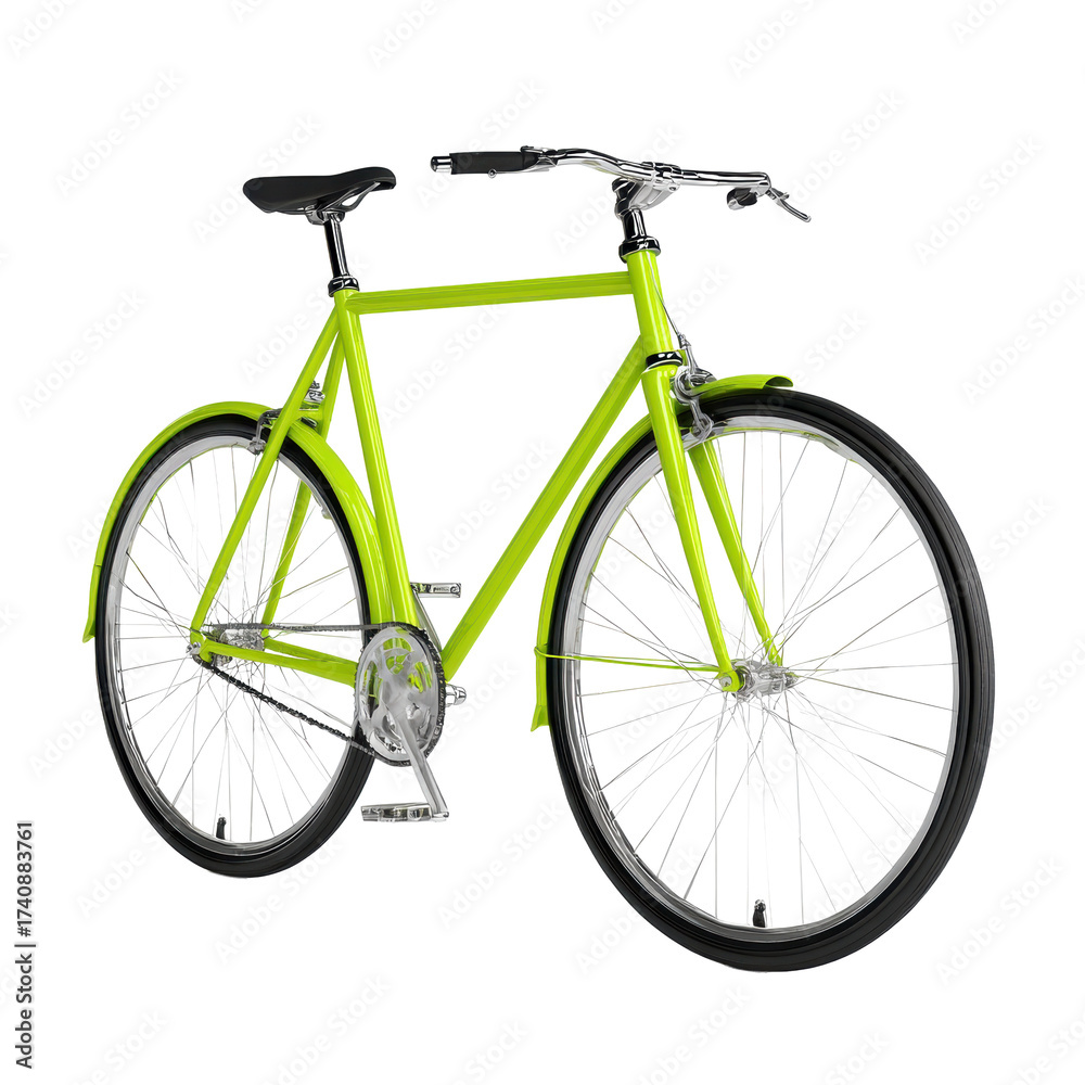 Fototapeta premium Lime green bicycle on transparent background